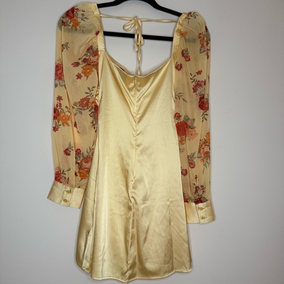 DANIELLE BERNSTEIN Weworewhat Buttercup Cottagcore Floral Mesh Puff Sleeve Dress - Picture 6 of 16